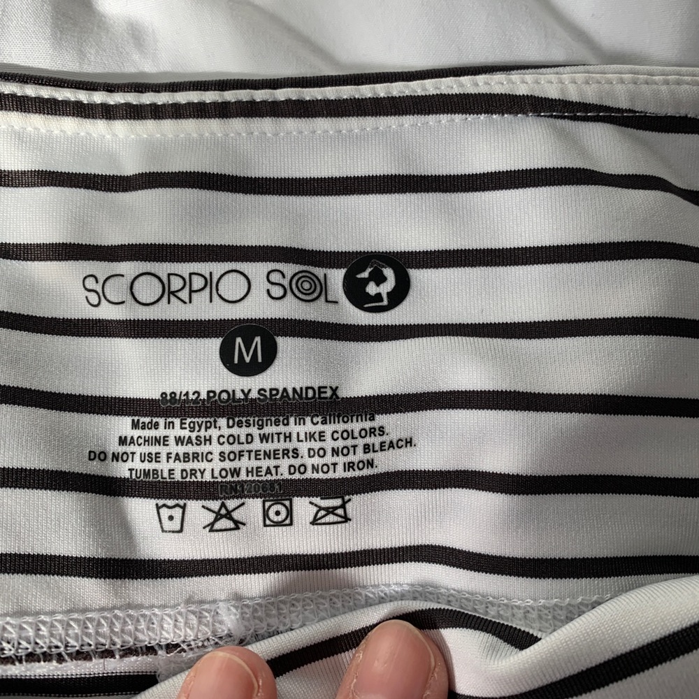 White and Black striped Capri yoga leggings